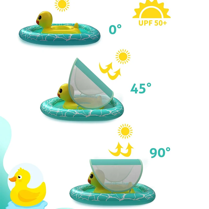 Bouée Bébé Canard Gonflable avec Siège de Sécurité et Pare-Soleil UPF 50 – Image 3
