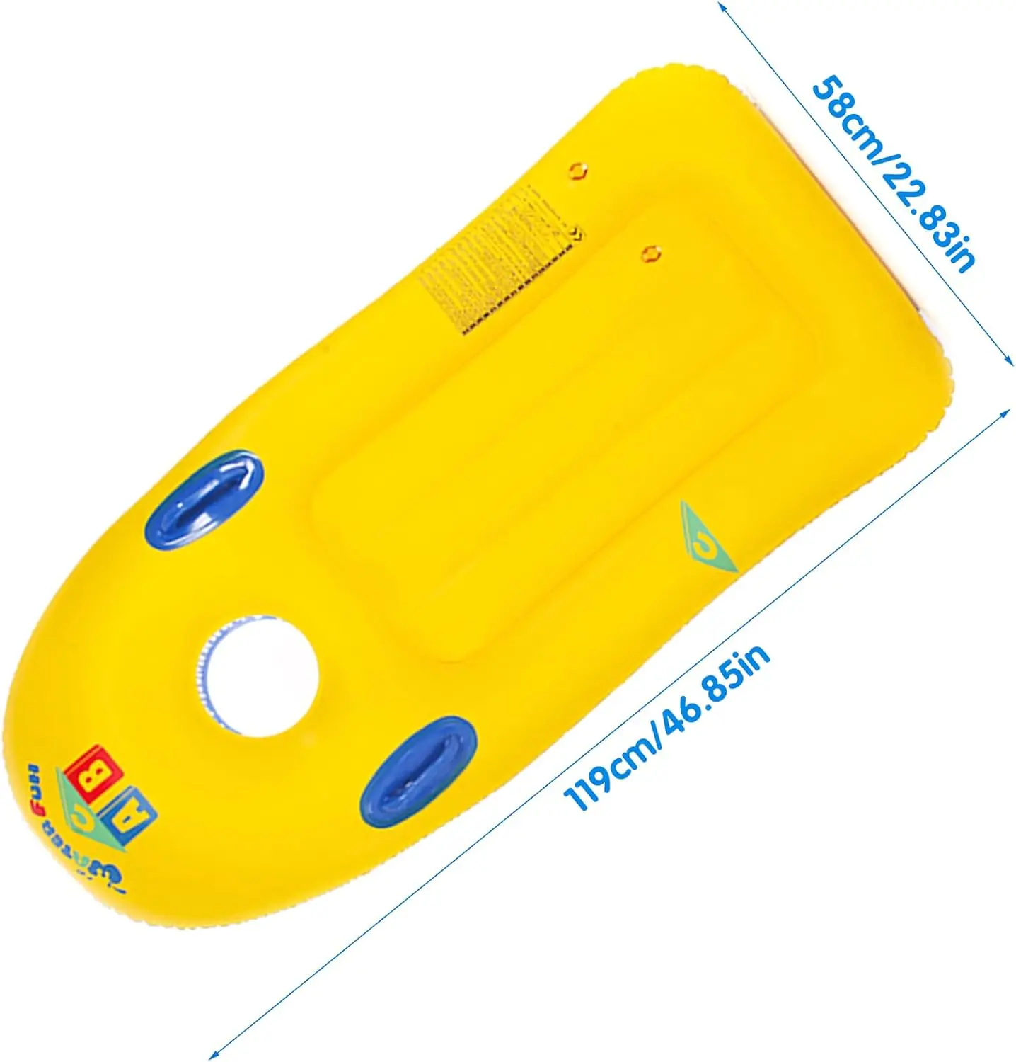 Planche gonflable jaune de piscine avec poignées – Image 2