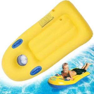 Planche gonflable jaune de piscine avec poignées