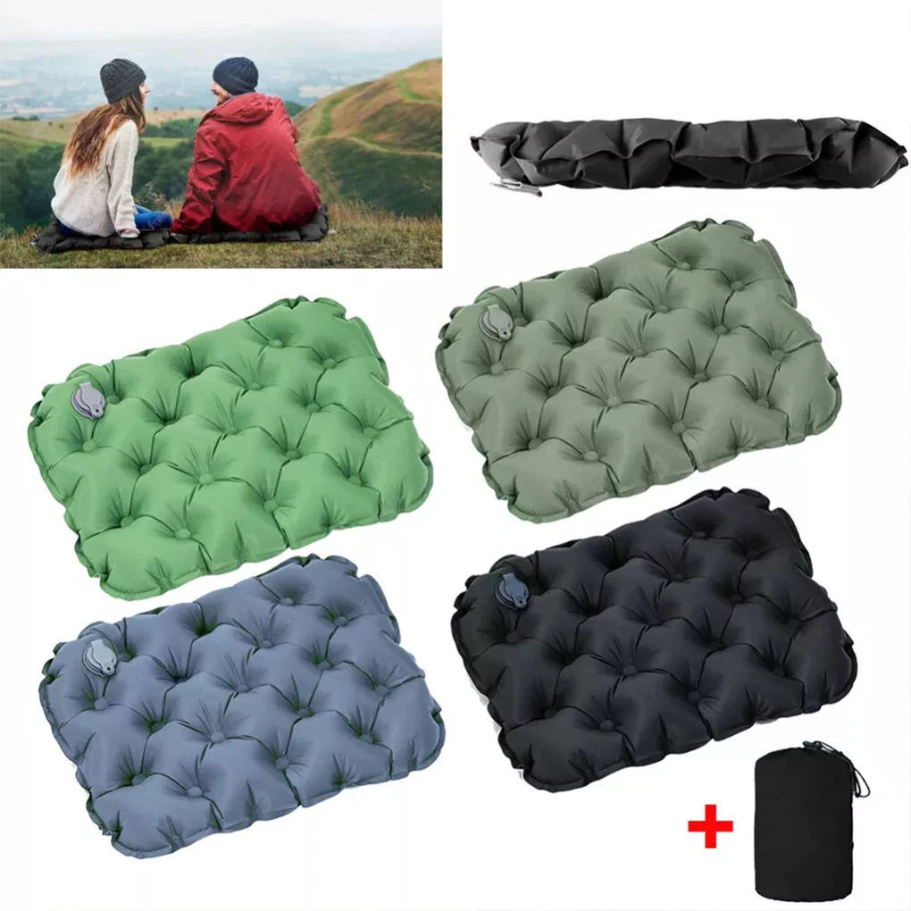 Coussin gonflable portable pour camping, voyage et intérieur Vert – Image 3