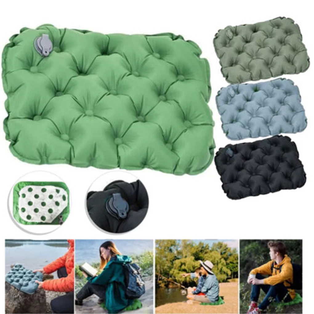 Coussin gonflable portable pour camping, voyage et intérieur Gris clair – Image 2