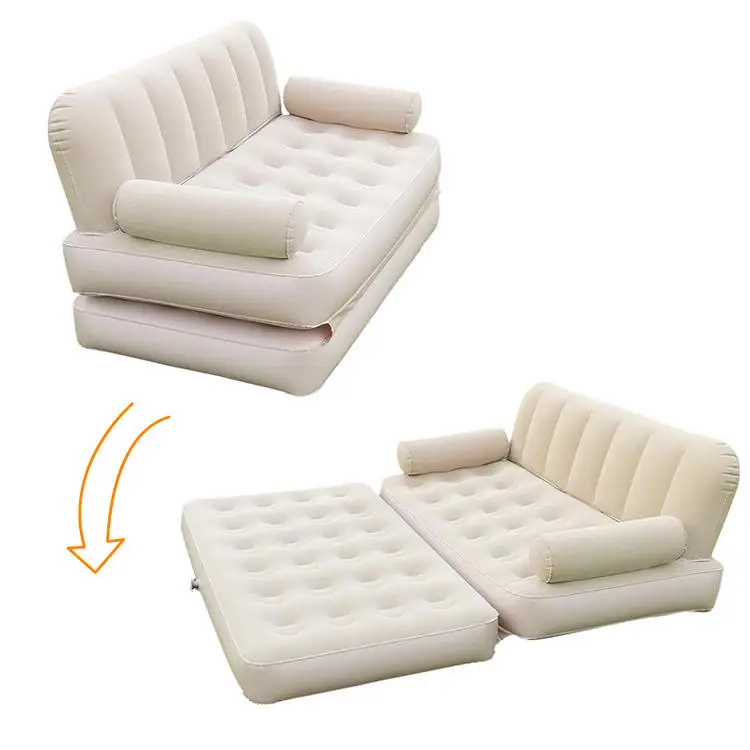 Canapé gonflable beige portable pour camping et détente en extérieur 195*100*65cm – Image 2