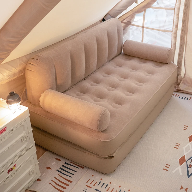 Canapé gonflable beige foncé portable pour camping et détente en extérieur – Image 4