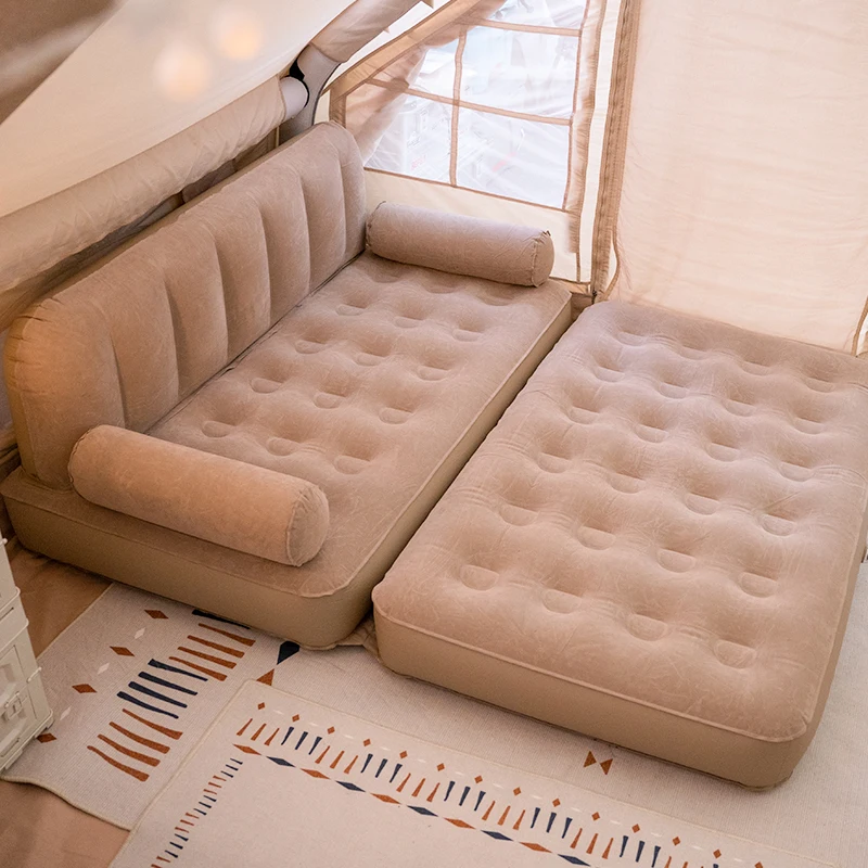 Canapé gonflable beige foncé portable pour camping et détente en extérieur – Image 5
