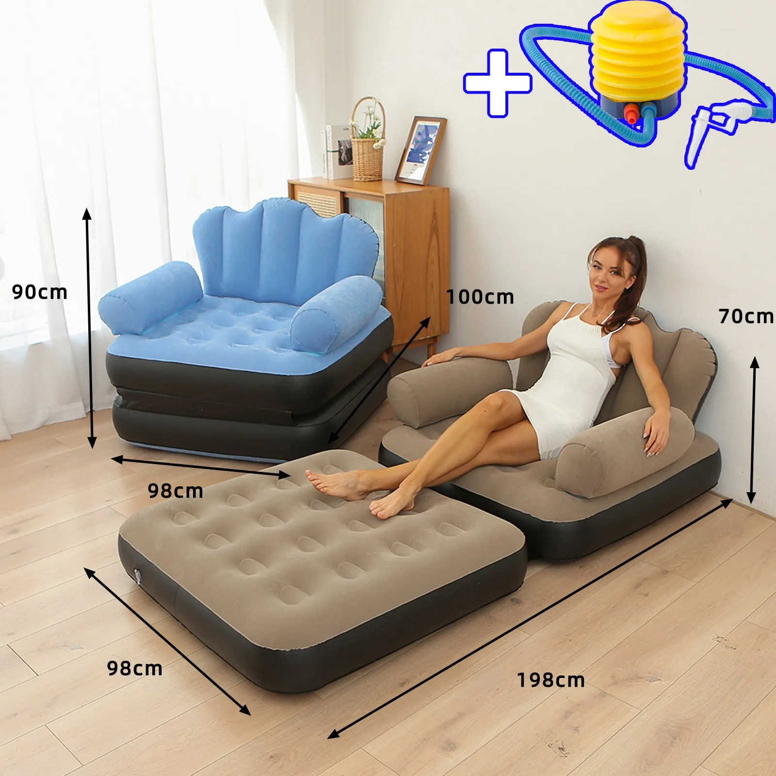 Canapé gonflable convertible 5-en-1 pour piscine et détente estivale – Image 5