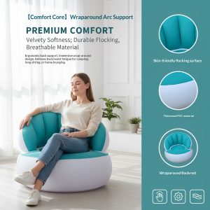 Canapé gonflable pliable avec dossier Turquoise