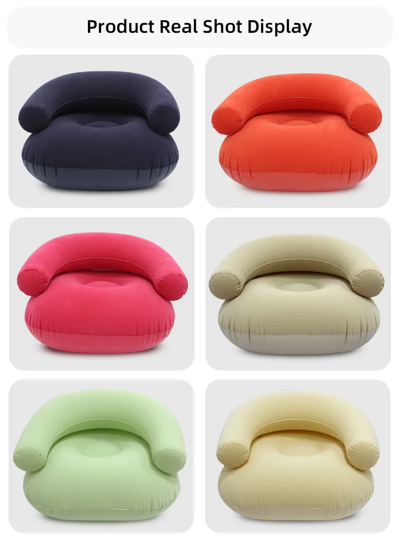 Sofa gonflable en U confortable et portable pour intérieur et extérieur Beige – Image 26