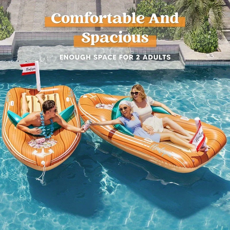 Bouée géante bateau avec rafraîchisseur pour piscine et plage – Image 2