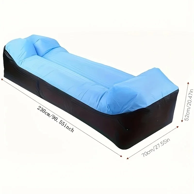 Canapé gonflable portable bleu avec oreiller – Image 2