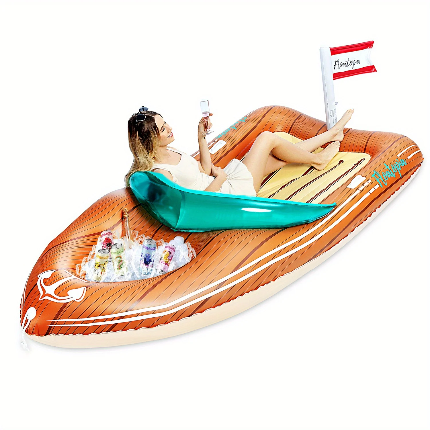 Bouée géante bateau avec rafraîchisseur pour piscine et plage – Image 8
