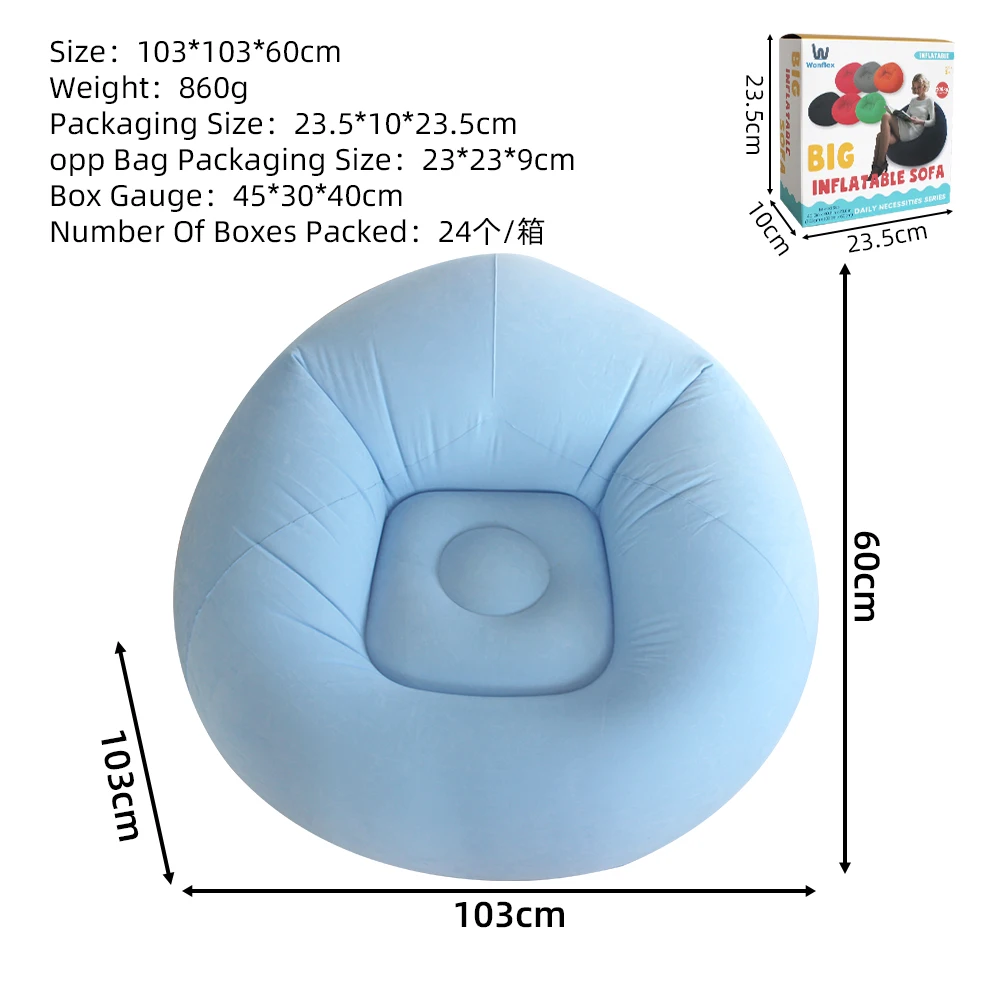 Fauteuil gonflable sphérique pour intérieur et extérieur Bleu – Image 11