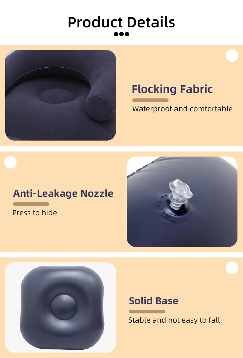 Sofa gonflable en U confortable et portable pour intérieur et extérieur Beige – Image 33
