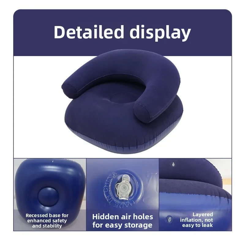 Fauteuil gonflable en U confortable avec accoudoirs et dossier Blanc – Image 4