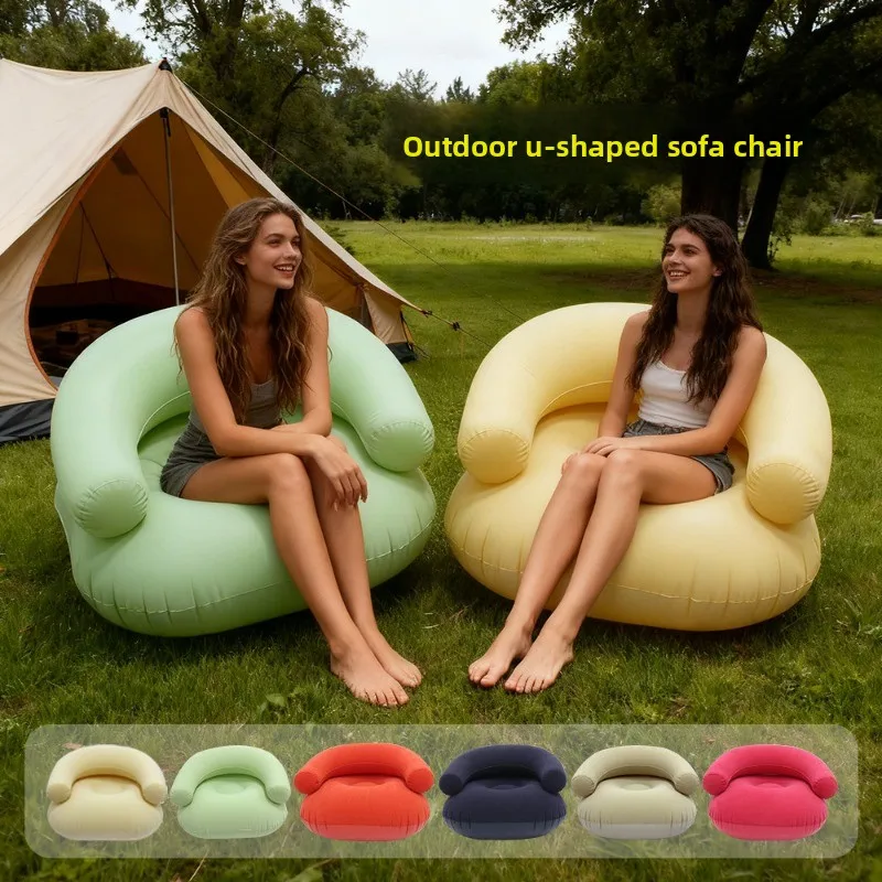 Fauteuil gonflable en U Lazy Sofa pour intérieur et extérieur Rouge – Image 2