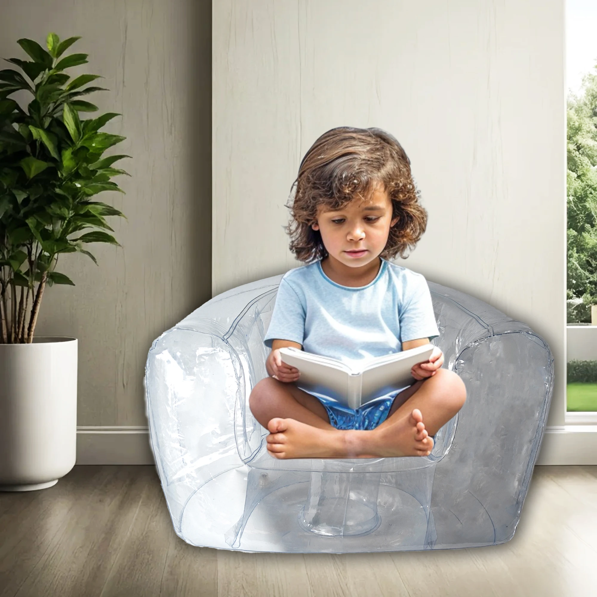 Fauteuil gonflable transparent en PVC pour intérieur et extérieur – Image 5