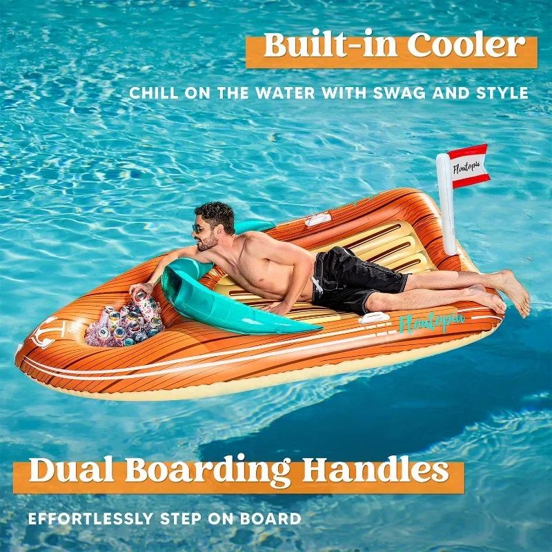 Bouée géante bateau avec rafraîchisseur pour piscine et plage – Image 4