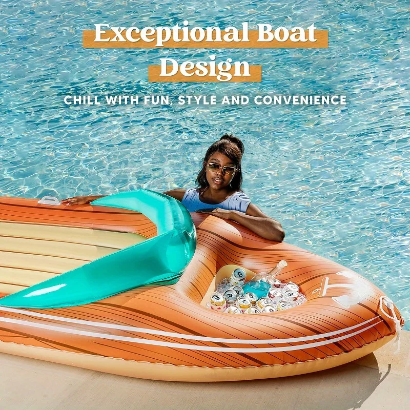 Bouée géante bateau avec rafraîchisseur pour piscine et plage – Image 3