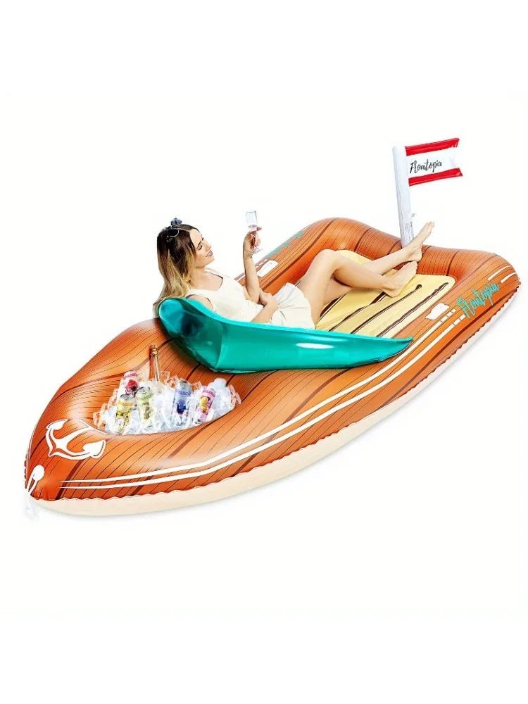 Bouée géante bateau avec rafraîchisseur pour piscine et plage – Image 7