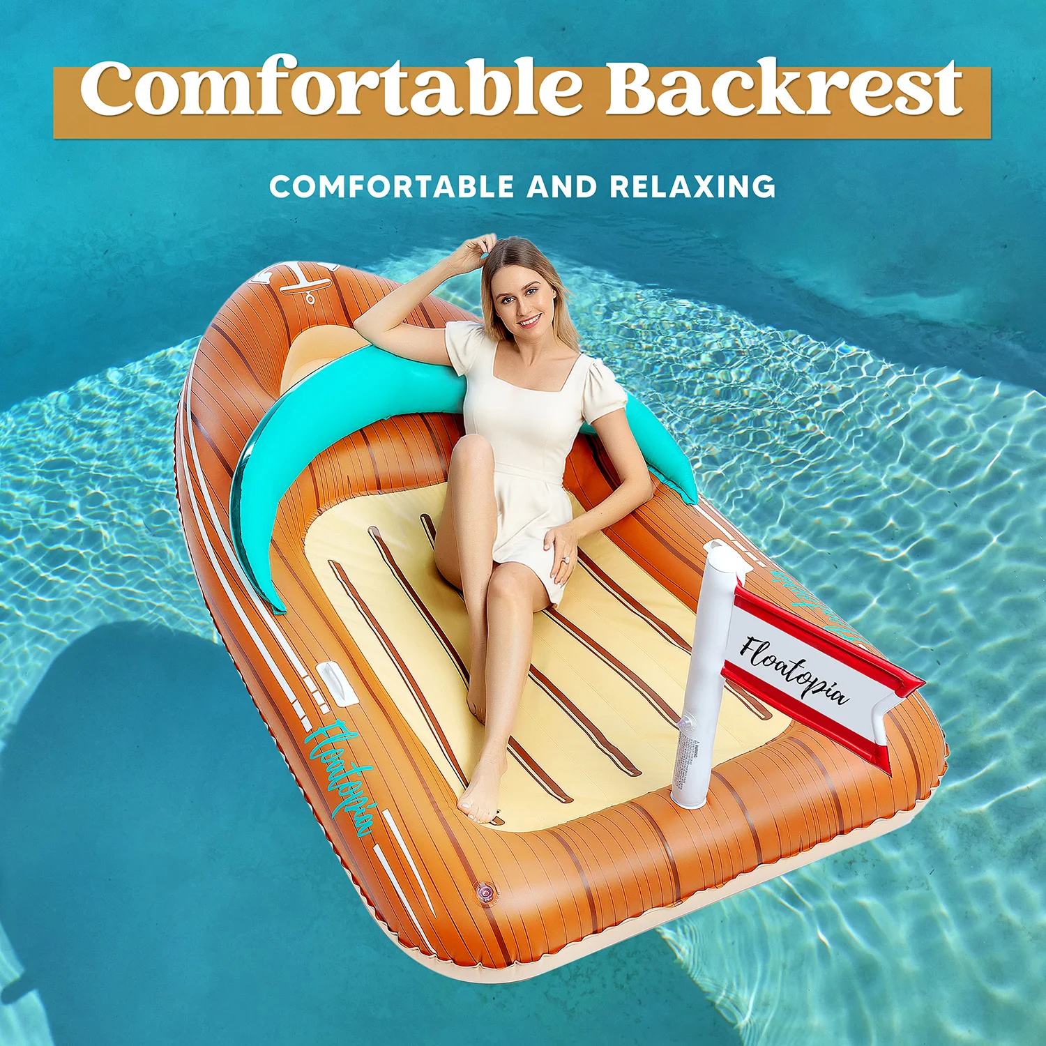 Bouée géante bateau avec rafraîchisseur pour piscine et plage – Image 13