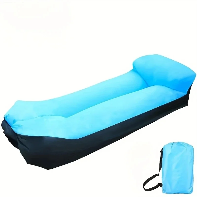 Canapé gonflable portable bleu avec oreiller – Image 3