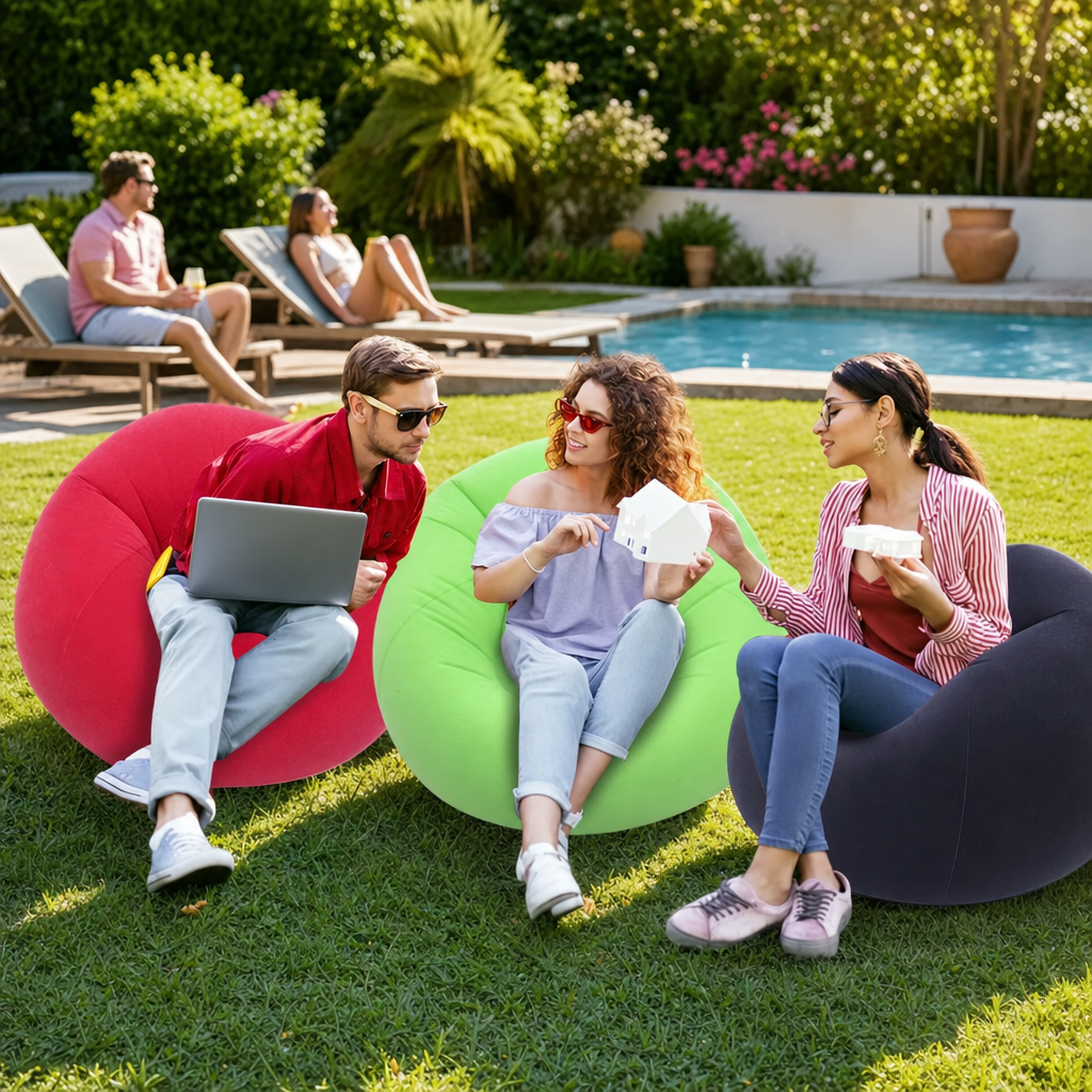 Fauteuil gonflable sphérique confortable pour intérieur et extérieur