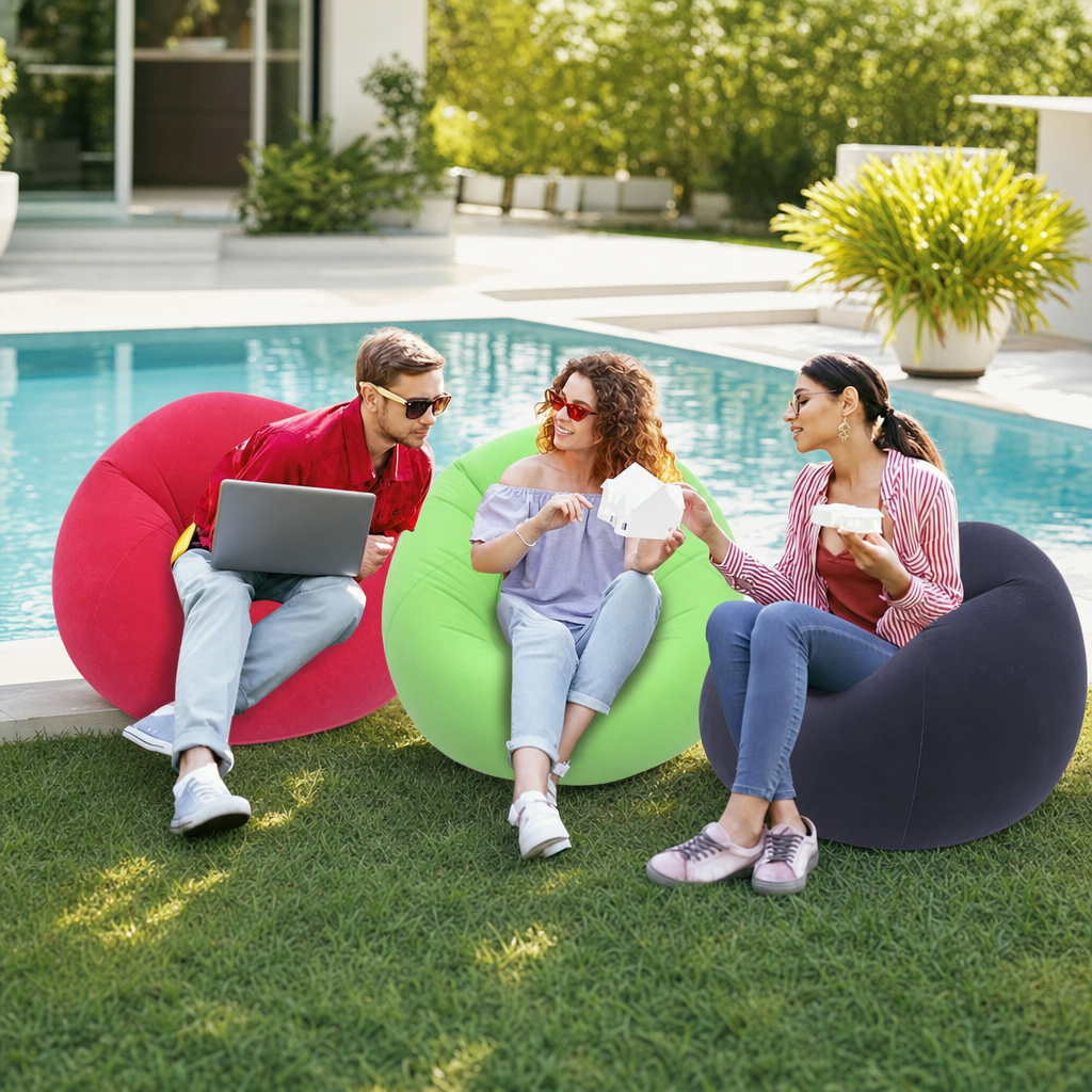 Fauteuil gonflable multicolore pliable pour intérieur et jardin