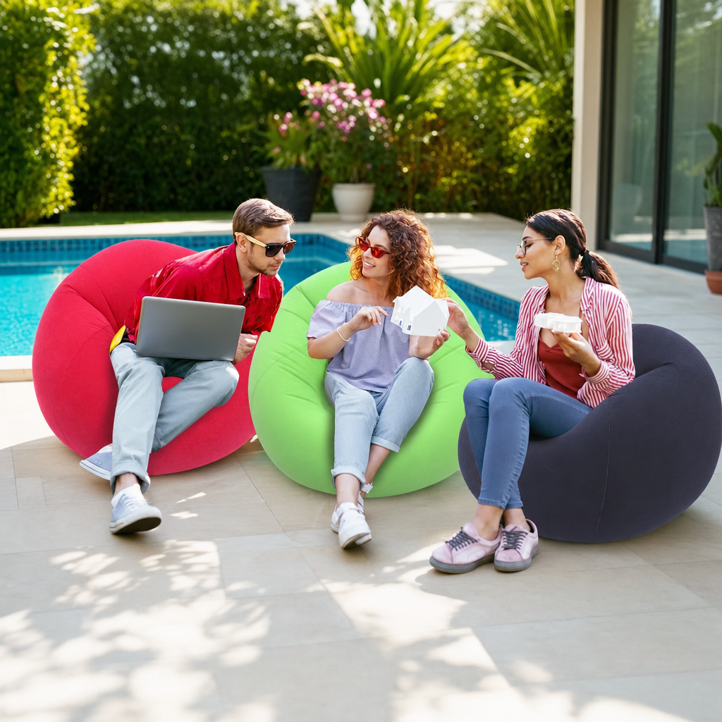 Fauteuil Gonflable Bean Bag Confortable pour Intérieur et Extérieur