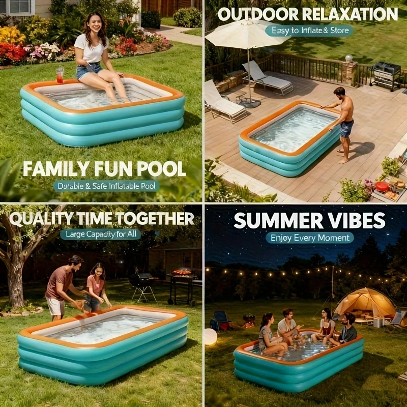 Piscine gonflable rectangulaire pour adultes et enfants – Image 2