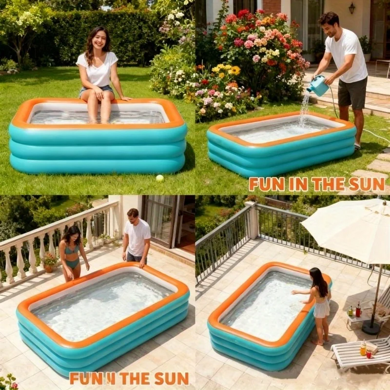 Piscine gonflable rectangulaire pour adultes et enfants – Image 3