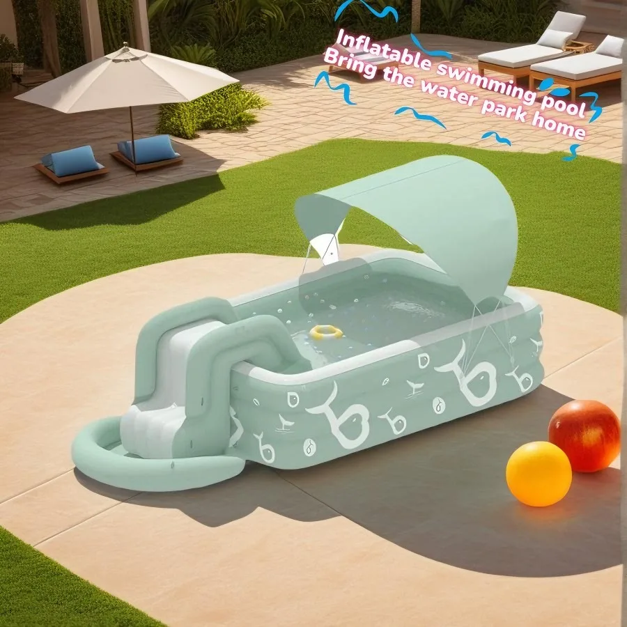Piscine gonflable avec Toboggan gonflable géant – Image 2