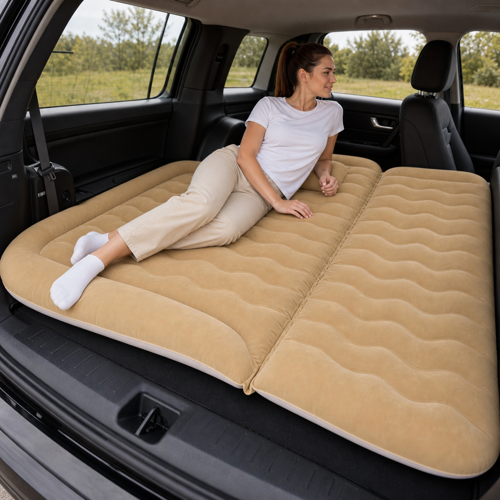 Lit Gonflable Voiture Pliable avec Pompe pour Voyage et Camping