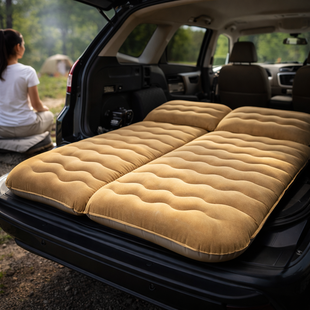 Lit Gonflable Voiture Pliable avec Pompe pour Voyage et Camping