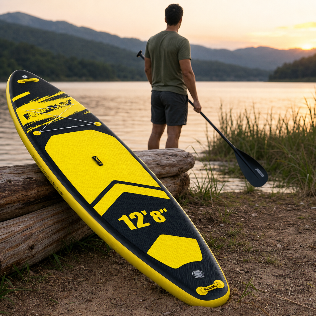 FunWater Stand Up Paddle Board grande taille 385 × 85 × 15CM planche de pagaie gonflable planche de Surf Surf Sup Board planche de pagaie antidérapante - SUPFW39B(385×85×15CM)