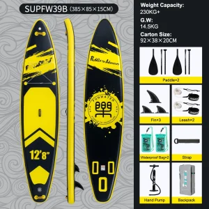FunWater Stand Up Paddle Board grande taille 385 × 85 × 15CM planche de pagaie gonflable planche de Surf Surf Sup Board planche de pagaie antidérapante - SUPFW39B(385×85×15CM)