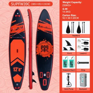 FunWater Stand Up Paddle Board grande taille 385 × 85 × 15CM planche de pagaie gonflable planche de Surf Surf Sup Board planche de pagaie antidérapante - SUPFW39C(385×85×15CM)