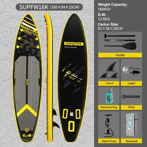 FunWater Stand Up Paddle Board grande taille 385 × 85 × 15CM planche de pagaie gonflable planche de Surf Surf Sup Board planche de pagaie antidérapante - SUPFW16K(350×90×15CM)
