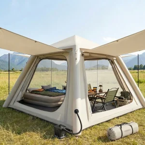 Tente gonflable portable pliable pour le camping en plein air, équipement de nuit épaissi et imperméable pour la randonnée et les pique-niques en jardin