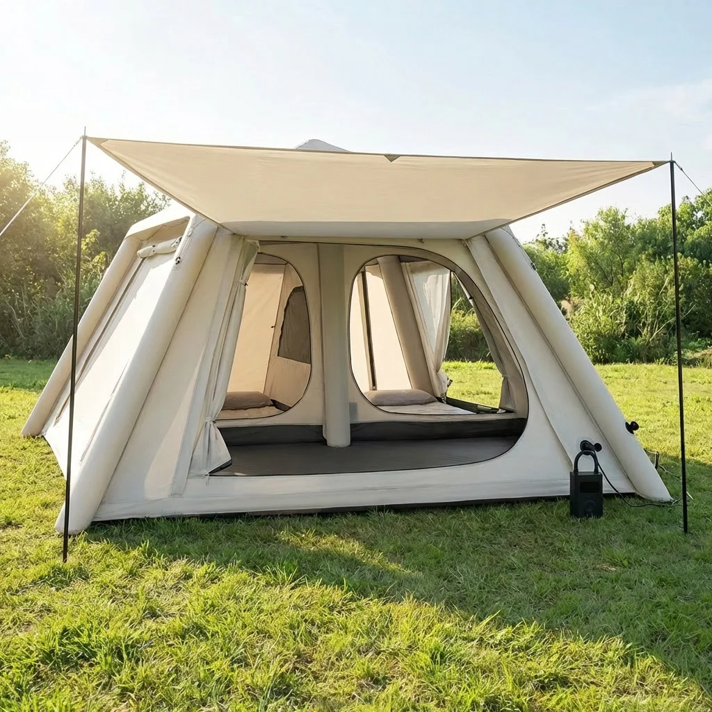 Tente gonflable portable pliable pour le camping en plein air, équipement de nuit épaissi et imperméable pour la randonnée et les pique-niques en jardin – Image 2