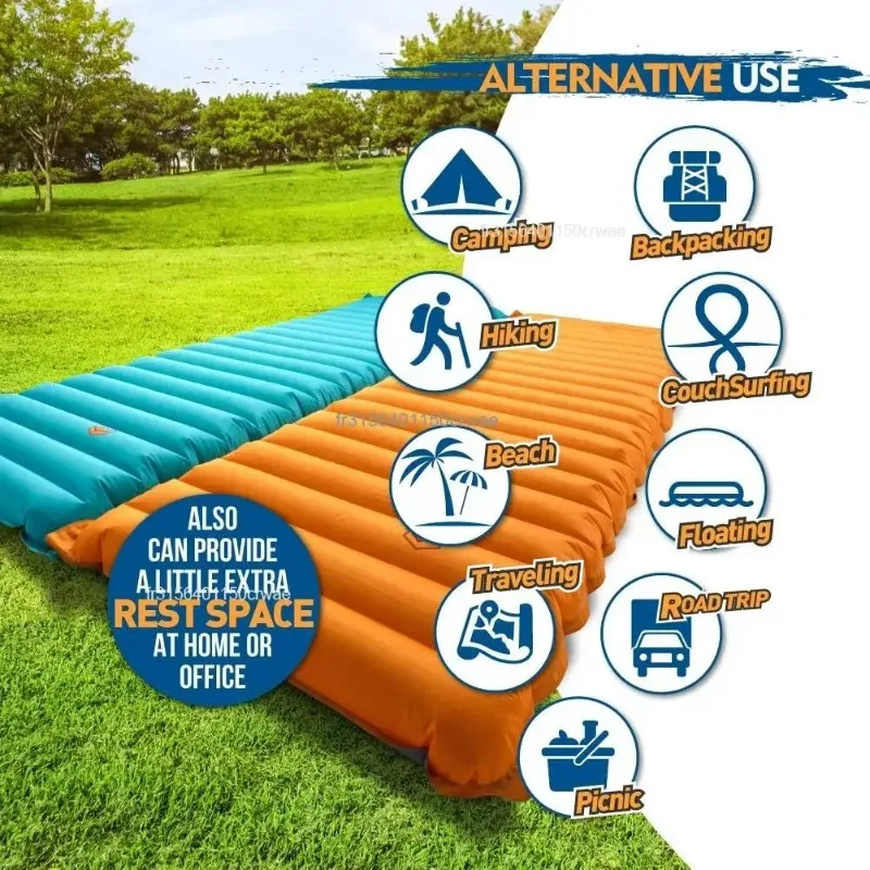 Matelas de camping gonflable auto-gonflant épaissi, ultraléger, avec pompe intégrée, tapis portable pour les voyages en plein air – Image 5